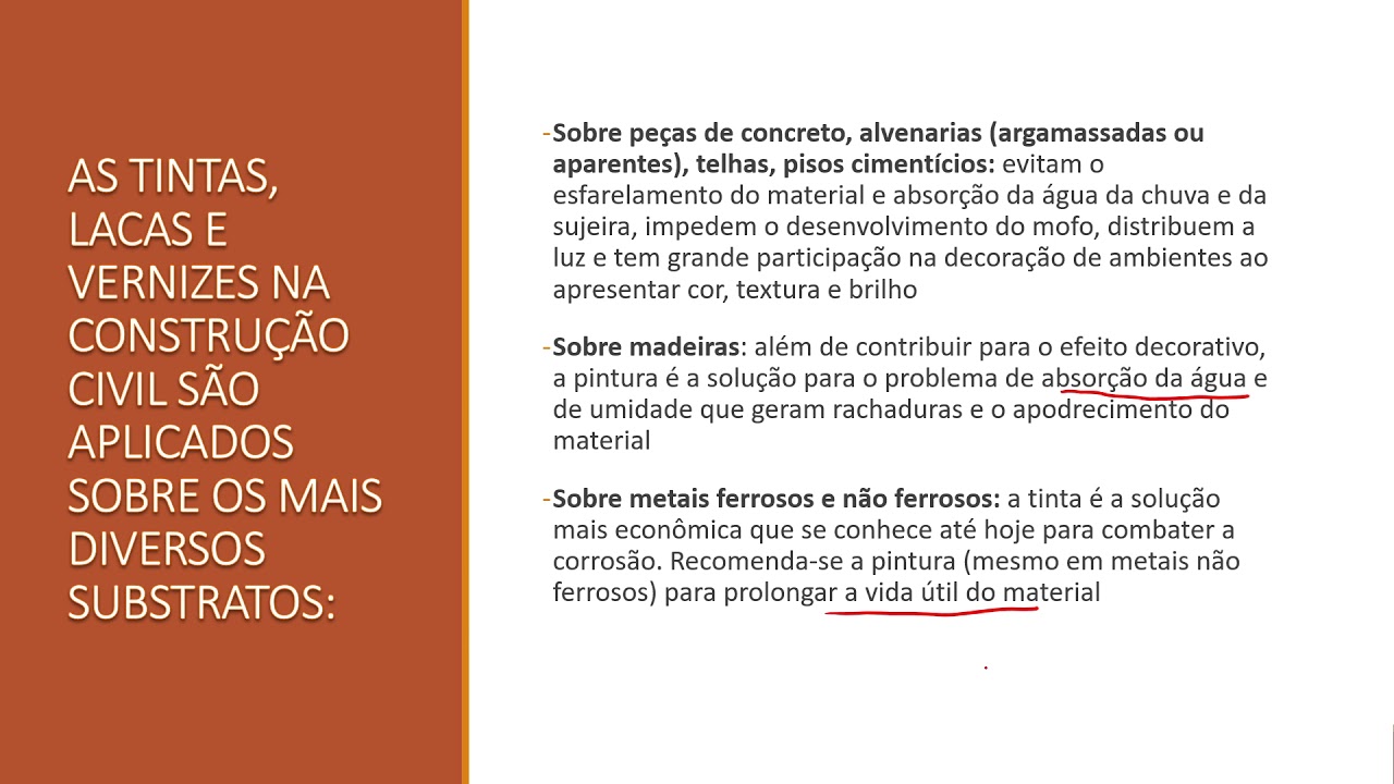 Unidade 5: Tintas, vernizes, lacas e esmaltes na Construção Civil
