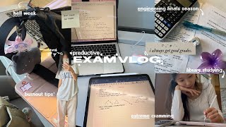 PRODUCTIVE EXAM VLOG 📃✎𖥔 engineering finals season, cramming, dealing with burnout, library studying