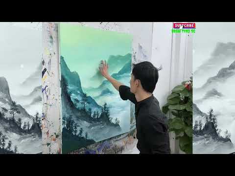 #1 How to Paint a Landscape with Mountains in Acrylic 16/2/2014