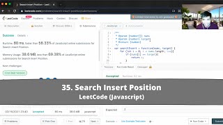 YouTube video 'How to Solve "35 Search Insert Position" on LeetCode? - Javascript'