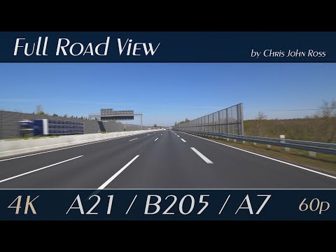 Autobahn (A21) - Bundesstraße (B205) - Autobahn (A7), Schleswig-Holstein, Germany - 4K (2160p/60p)