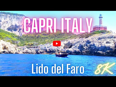 Capri Italy Beach Lido del Faro di Punta Carena 8k (WITH SUBTITLES)