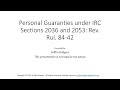 Personal Guaranties Under IRC Sections 2036 and 2053: Rev. Rul. 84-42