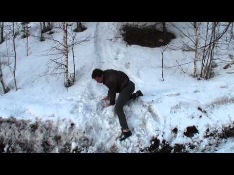 Sliding in the snow in Petäjävesi (Finland)