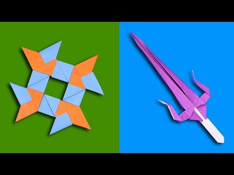 16 Easy Origami Ninja Star/Sword/Knife/gun - How to make