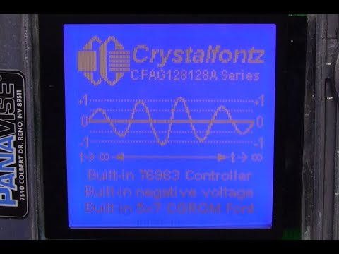 Demonstration of the graphical lcd with the Toshiba T6963 controller. Monochrome STN display