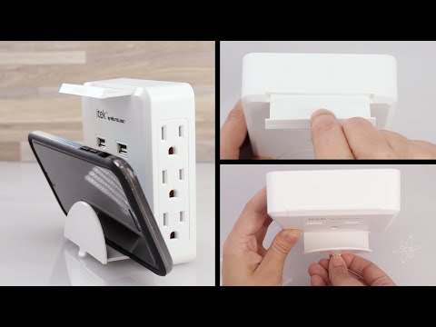 Itek Power Center – 6 Outlets, 2 Rapid Charge USB, Phone Holder