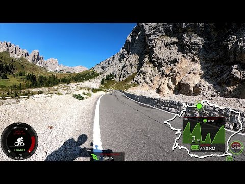 120 Minute Virtual Cycling Workout Alps Sella Ronda Italy Gopro Max Ultra HD Video