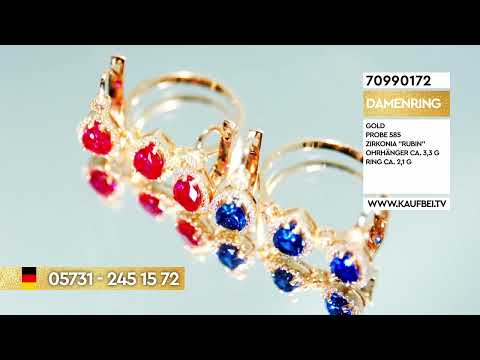 Серьги и кольца из красного золота 585 пробы с рубинами и сапфирами