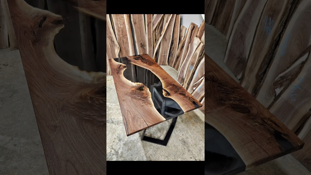 Classic Walnut and Black Epoxy Table 🖤 #custom Link In Bio For A Table Quote 👆