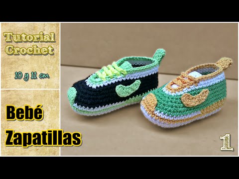 Zapatitos para bebé a crochet, talle 10 y 11 cm – Paso a paso – 1de2