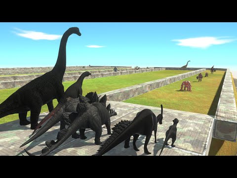 Team DARK Herbivore Dinosaur vs Team Infernals Death Run Tour - Animal Revolt Battle Simulator