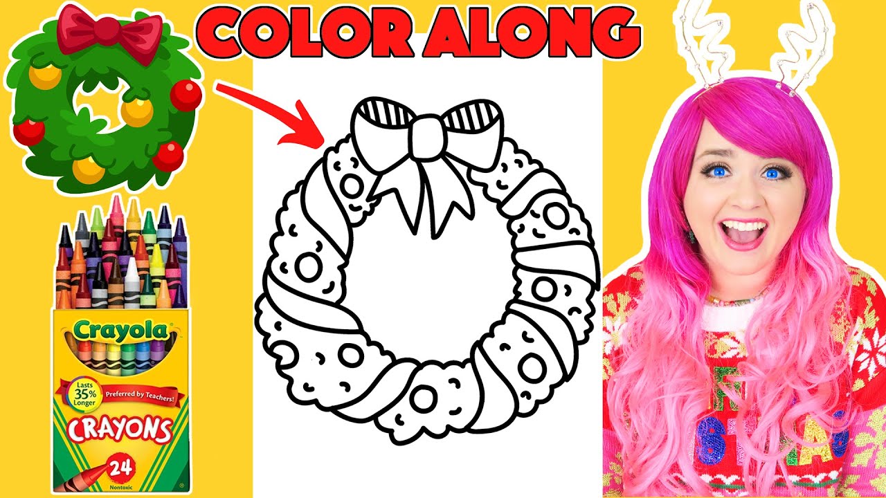 Color a Christmas Wreath Picture With Me | COLOR ALONG WITH KIMMI