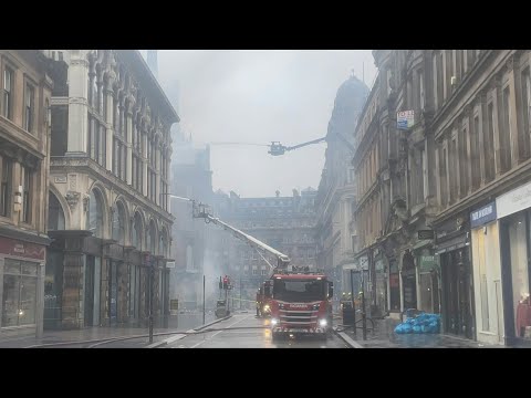 Video Thumbnail: Firefighters on the scene in Glasgow day after large fire | AFP