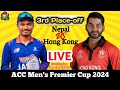 🔴LIVE: NEPAL vs HONG KONG, 3rd Place Play-off, ACC Men's T20 Premier Cup 2024, Live: Spark Crick