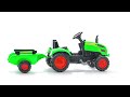 Šlapací traktor s vlečnou a otevírací kapotou zelený