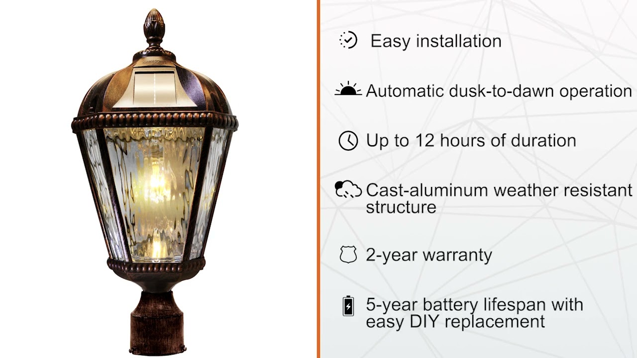 Video 1 Watch A Video About the Royal Bulb Brushed Bronze Solar LED Outdoor Post Light