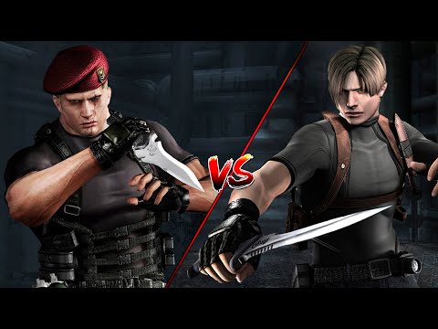 Resident Evil 4 HD Project - Leon vs Krauser Knife Fight | All Jack Krauser Boss Fights