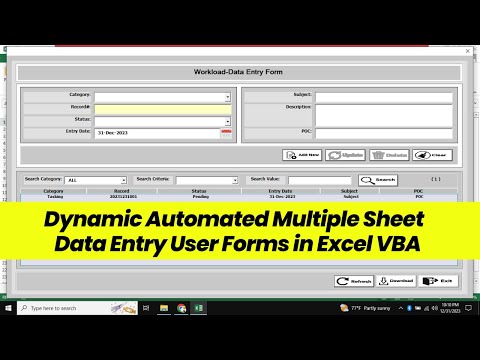 Dynamic Automated Multiple Sheet Data Entry User Forms in Excel VBA