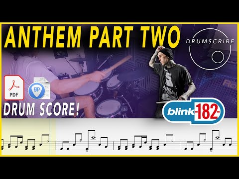Anthem Part Two - Blink-182 | DRUM SCORE Sheet Music | #119 DRUMSCRIBE