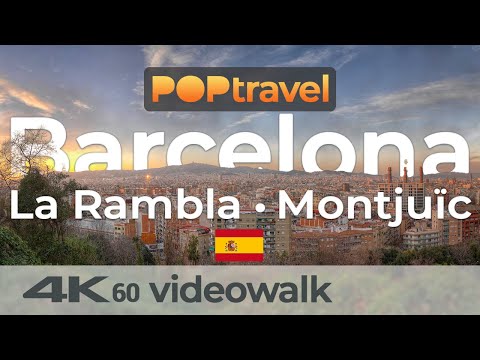 Walking in BARCELONA / Spain - La Rambla to Montjuïc - 4K 60fps (UHD)