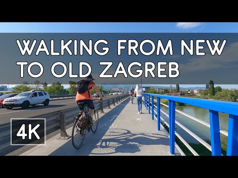 Walking Tour: Crossing River Sava from New Zagreb (Novi Zagreb) to Old Zagreb, Croatia - 4K UHD