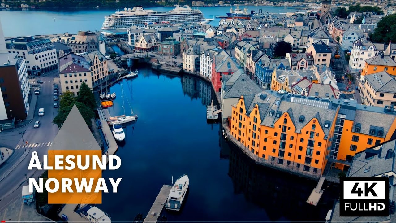 Immersive street-level walking tour through Alesund Jugendstil, Norway, showcasing authentic urban landscapes, local architecture, and the vibrant atmosphere of the city's neighborhoods