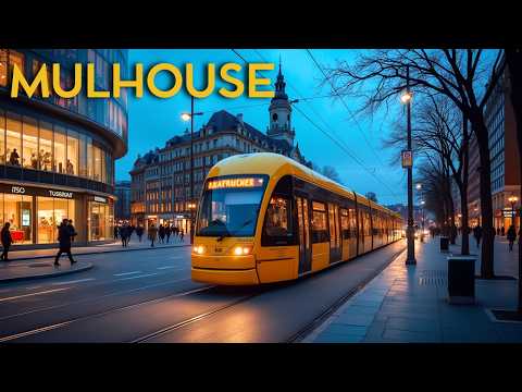 Mulhouse at Night | Relaxing 4K City Tour  🌙 France 🇫🇷
