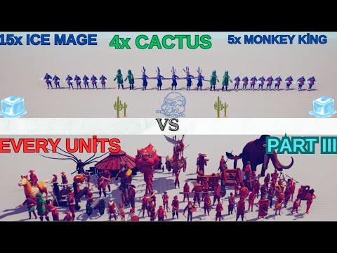 5x MONKEY KİNG+15x ICE MAGE+ 4x CACTUS vs EVERY UNİT l Totally Accurate Battle Simulator l #3