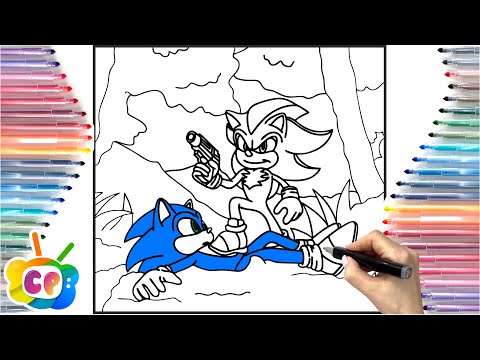 Sonic vs Shadow in movie / Sonic coloring video / How to draw Sonic
