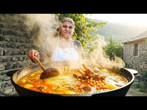 🥩Village Style Bozbash Recipe with Giant Lamb Meat | Traditional Azerbaijani Soup