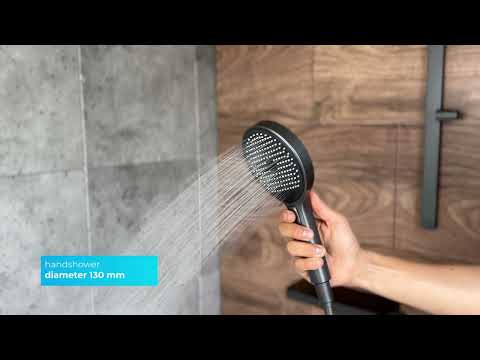 kielle Vega - Duschset mit Thermostat, 3 Strahlarten, gun metal 20618023