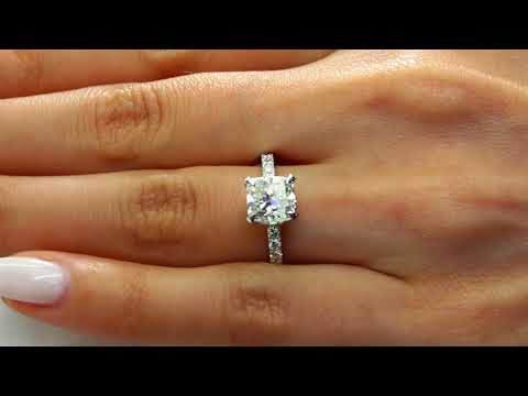2 2/5 CTW Cushion Cut Diamond Fashion Engagement Ring in 14K White Gold (MD160406)
