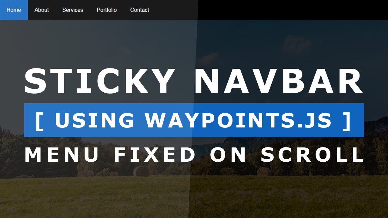 Sticky Navbar Using Waypoints.js - Menu Fixed Top On Scroll jQuery - Simple jQuery Plugin Tutorial