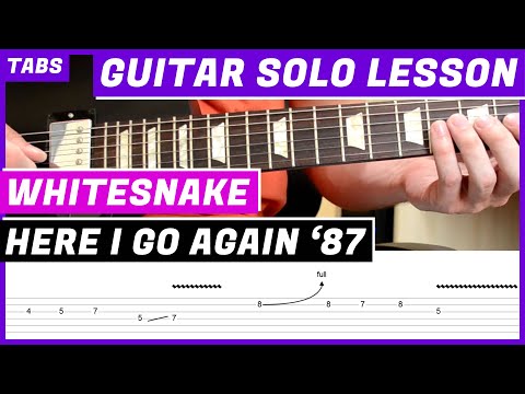Whitesnake - Here I Go Again | GUITAR SOLO LESSON | GUITAR TAB | TUTORIAL #14