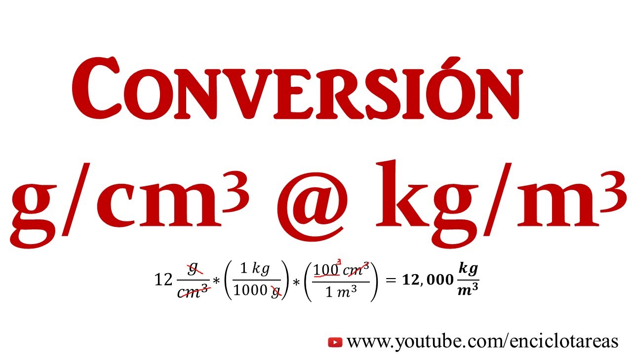 Convertir g/cm³ a kg/m³