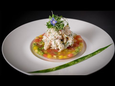 Watermelon and Avocado Mosaic with Dungeness Crab Salad