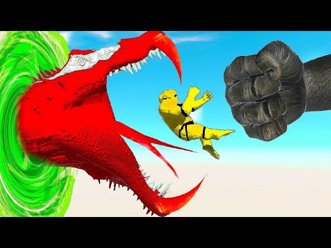 Red Spinosaurus is waiting for dinosaurs after Punch - Animal Revolt Battle Simulator