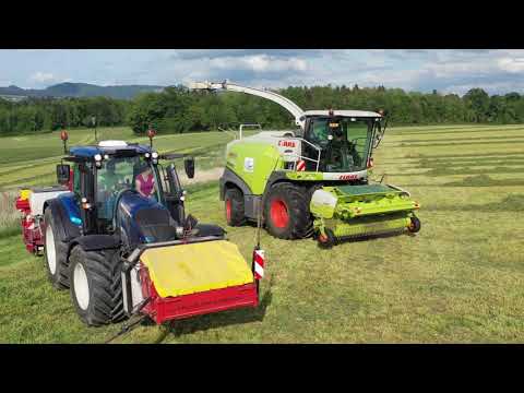 Bircher Lohnunternehmen/1. Schnitt Gras/Maissaat/2020/Jaguar/Fendt/Valtra/Landwirtschaft/Harvest/4K