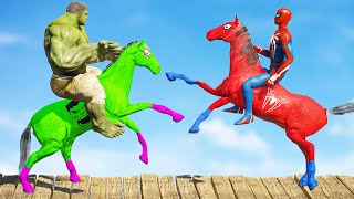 GTA 5 Crazy Spiderman Horse VS Hulk Horse (SUPERHEROES | Funny Moments)