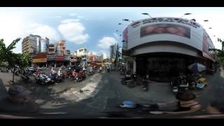 Walking down Ho Chi Minh (Saigon) streets (360  video)with stroller towards Ben Thanh Market  Part I