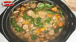 Crock Pot Sausage, Spinach & White Bean Soup Recipe