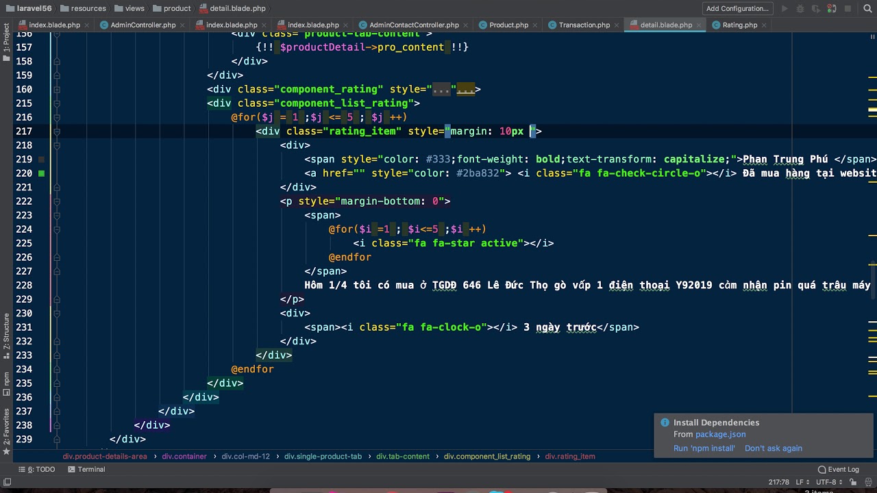 Bài 42- Show đánh giá ứng với sản phẩm - Xây dựng website bán hàng