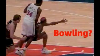 Rodman is BOWLING on the NBA court!