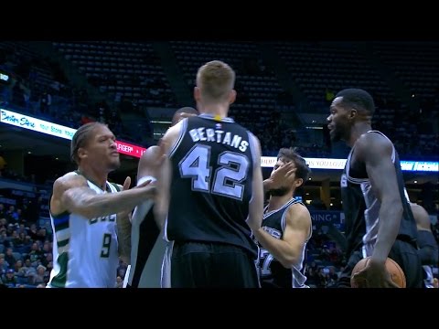 Michael Beasley & Davis Bertans Gets Ejected | Spurs vs Bucks | Dec 5, 2016 | 2016-17 NBA Season