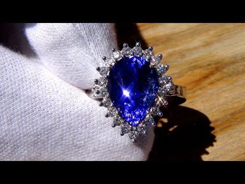 Natural AAA Tanzanite And Diamond 14k White Gold Ring