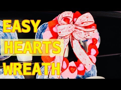 Dollar Tree Valentines Wreath Under $10 Dollars /  DIY IDEAS ON A BUDGET Video