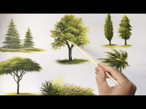 painting trees with a fan brush step by step by acrylic painting techniques