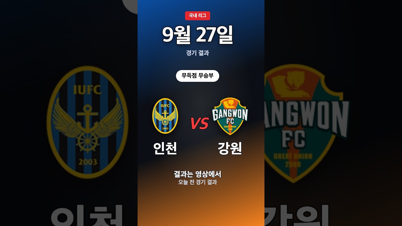 인천·강원, 득점 없이 0-0 무승부 | K리그1 9/27 #Shorts
