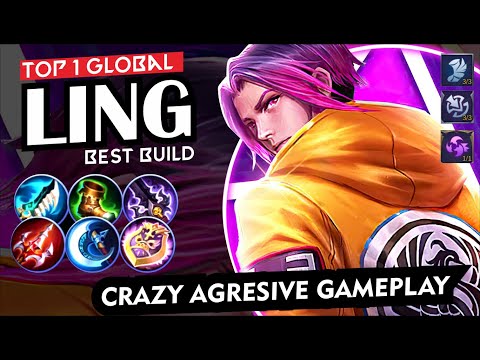 CRAZY AGRESIVE GAMEPLAY, BEST ASSASSIN BUILD | TOP 1 GLOBAL LING [ RYU1 ] BUILD & GAMEPLAY MLBB